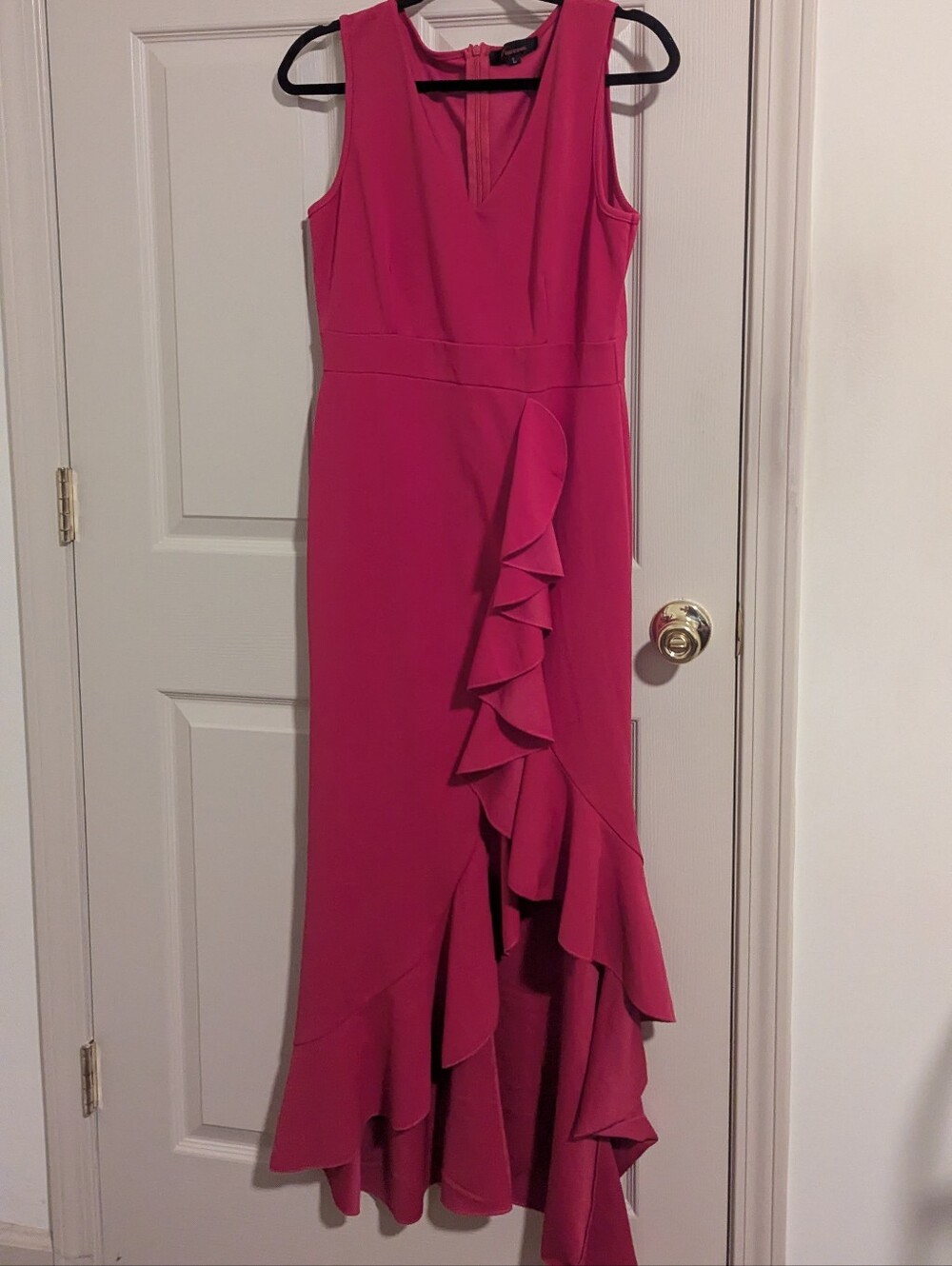 Pink Ruffle-Front Evening Dress - Picture 4 of 5